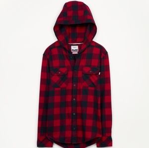 Aritzia TNA flannel button up shirt with hood